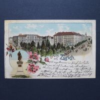 1900, ZÜRICH, Litho, antike Ansichtskarte
