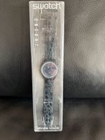 Swatch Chrono bracelet cuir noir et bleu
