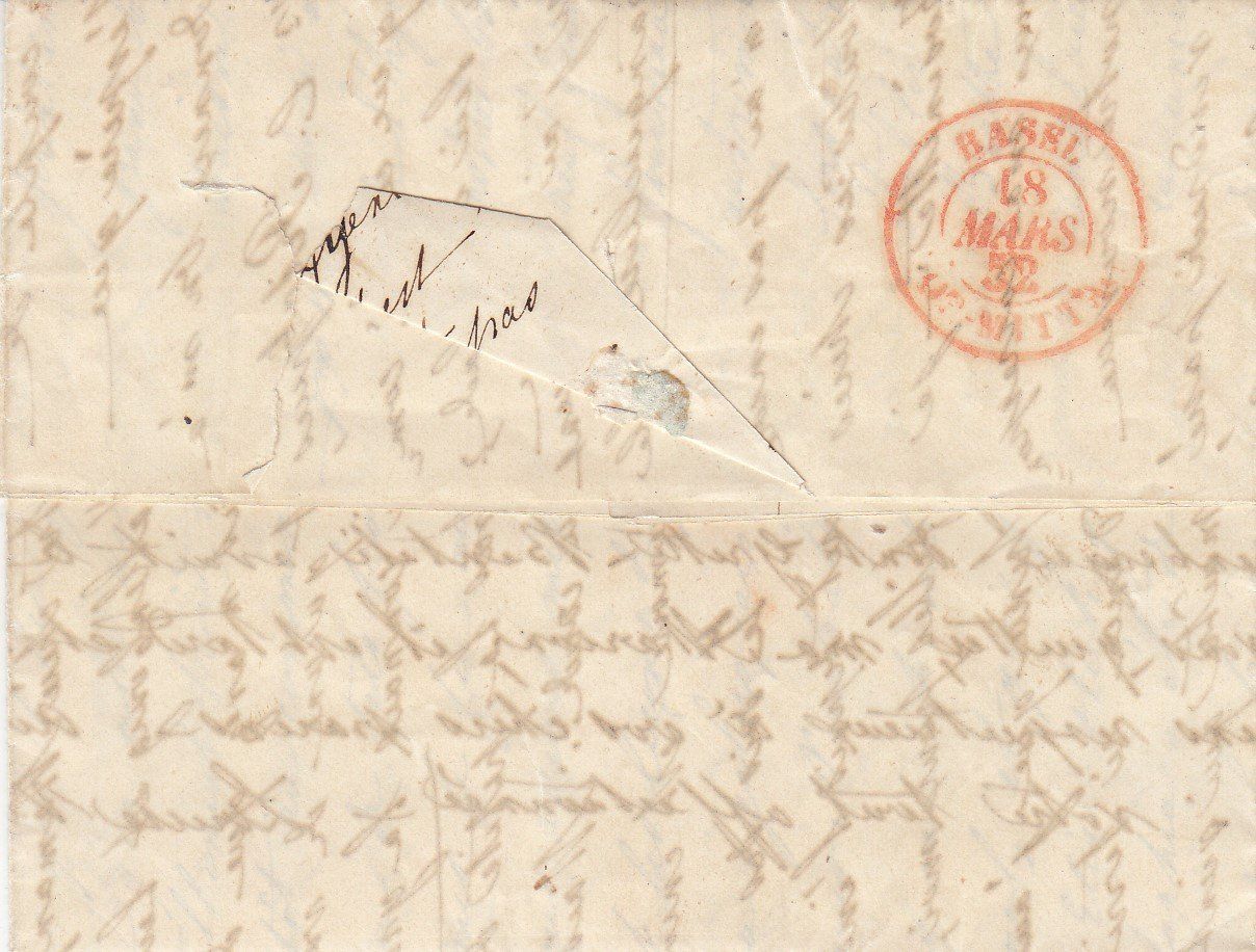 Tutti i francobolli: 1852, BOUDRY - Basel, Faltbrief mit Inhalt, Ankunftstempel – Usato da Rheinfelden venduto da iamello 1