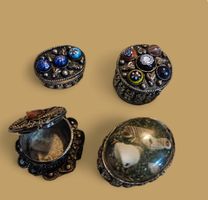 lot de 4 boites en metal argentee