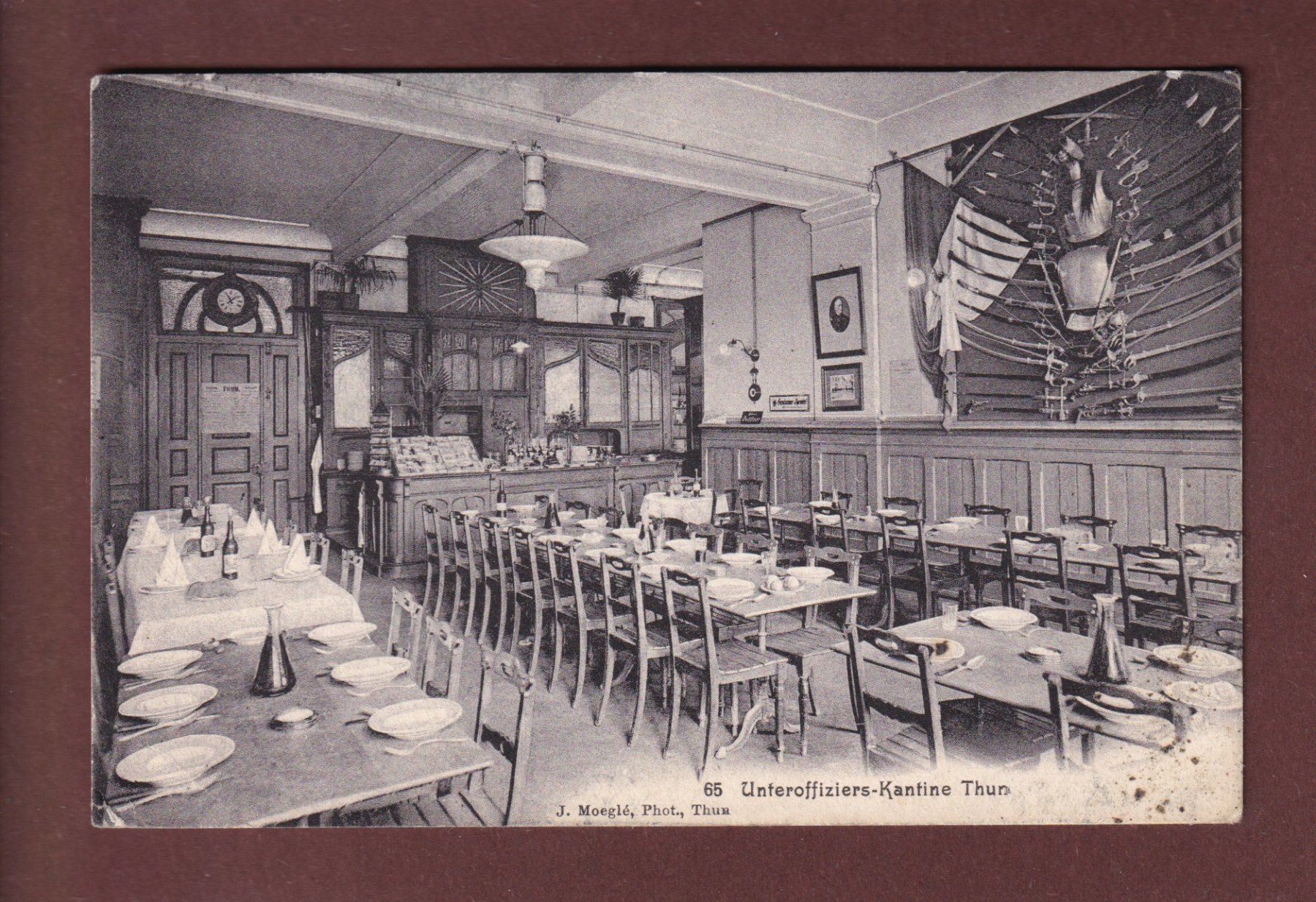 Cartoline postali: THUN - Kaserne - Unteroffiziers-Kantine - 1910 – Usato da Pully venduto da nicecards