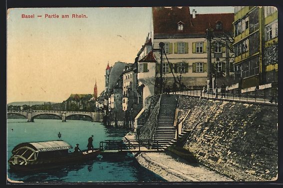 Cartoline postali: AK Basel, Partie am Rhein – Usato da Berlin venduto da bartko-reher