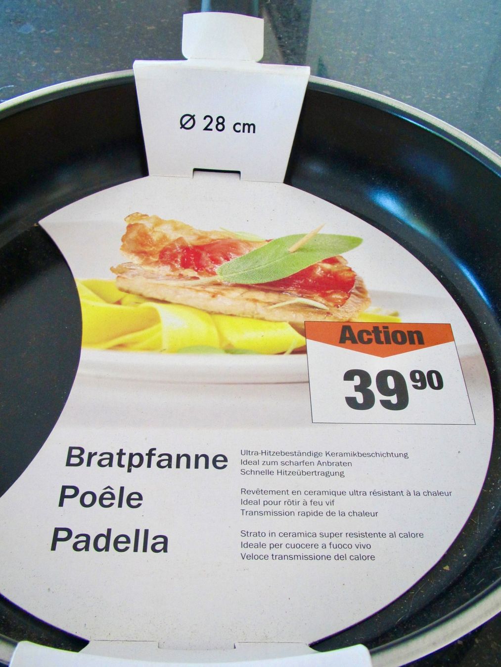 Migros Padelle: POÊLE INOX 28 CM EN CERAMIQUE NEUVE – Nuovo e nell'imballaggio originale da Murten venduto da Selliot