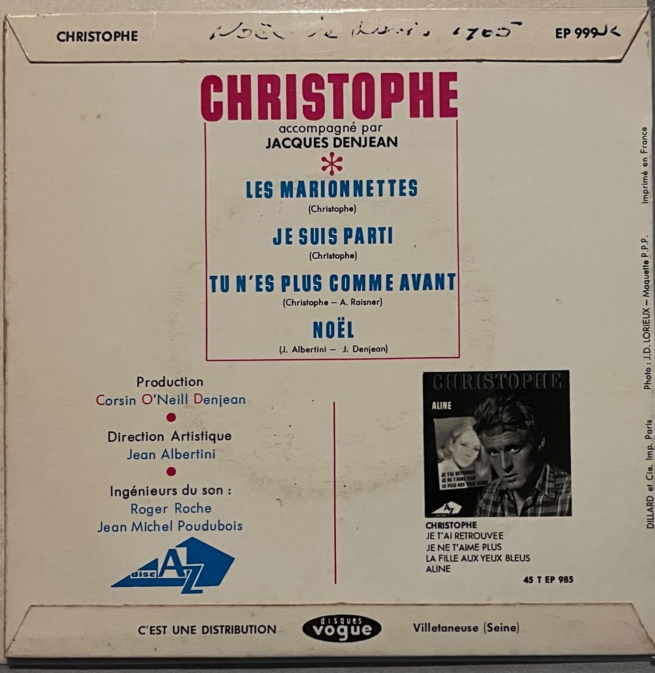 Dischi in vinile: CHRISTOPHE - LES MARIONNETTES – Usato da Bussigny venduto da vinyl-pas-cher 1