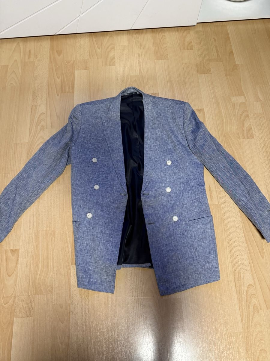 Anzüge: Light Blue Linen Summer Blazer, Custom Tailored, Size M – Gebraucht aus Niederlenz von thomas_1926