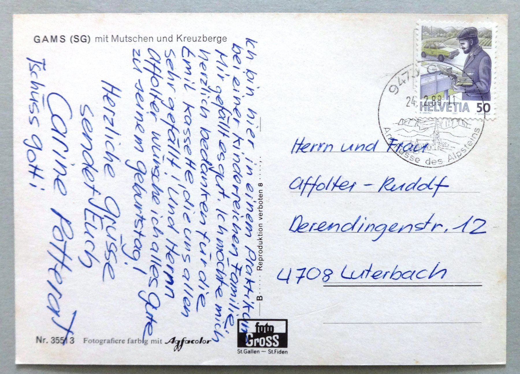 Cartes postales: Gams (SG) – D'occasion à Fétigny par Billy2miny 1