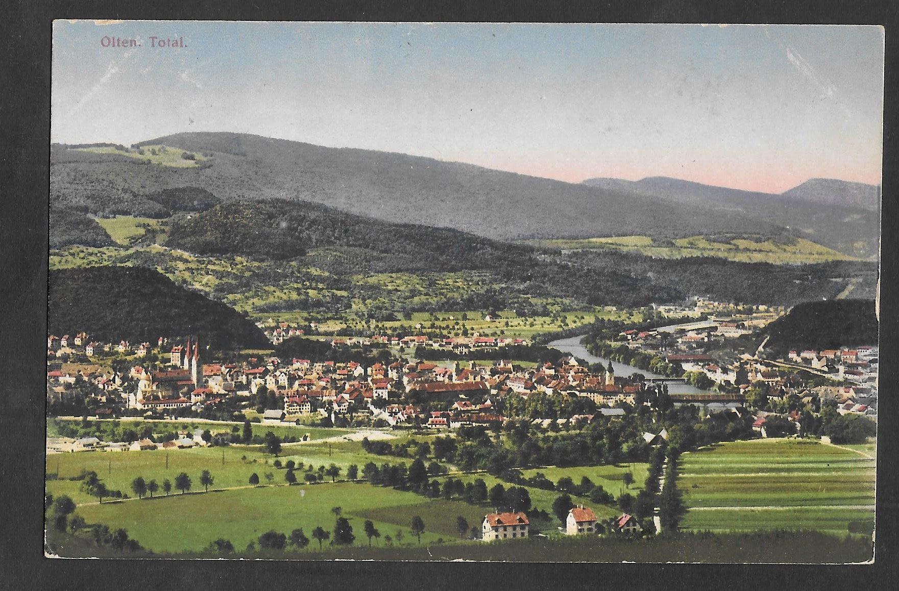 Cartoline postali: Olten farbige Gesamtansicht – Usato da Olten venduto da clotaldi