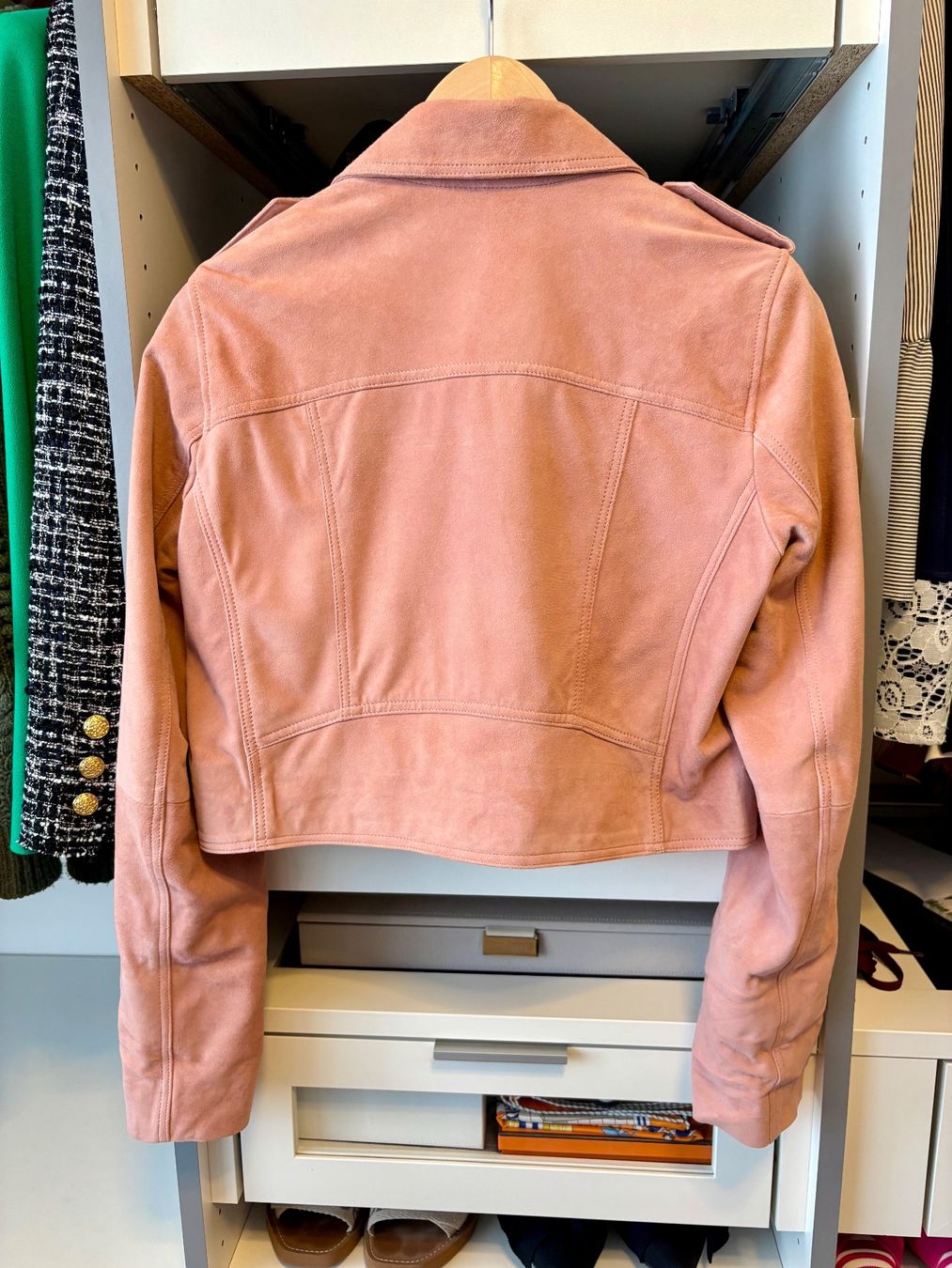 Nafnaf Giacche: Naf Naf - Perfecto en daim rose - 38 – Usato da Rolle venduto da elisolle 4
