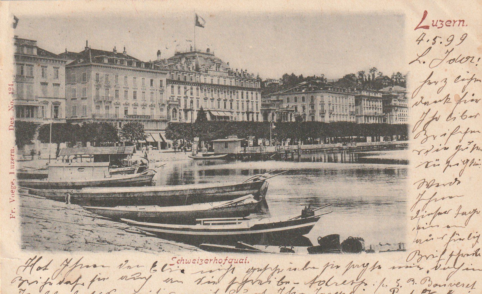 Ansichtskarten: AK  Luzern Schweizerhofquai 1899 – Gebraucht aus Rupperswil von Ema10