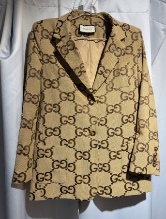 Gucci Canvas Blazer mit GG Logo braun beige Vintage