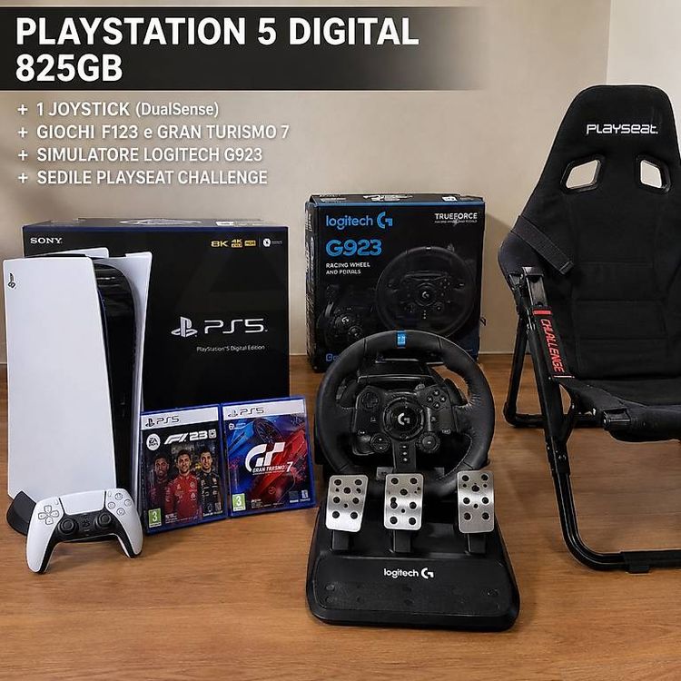 Ps5 digital 825gb + logitech g923 + playseat challenge (Usato) a ...