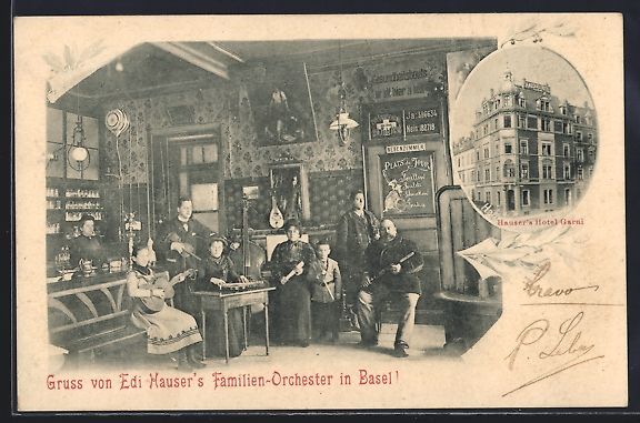 Cartoline postali: Basel, Edi Hauser's Familien-Orchester,  – Usato da Berlin venduto da bartko-reher