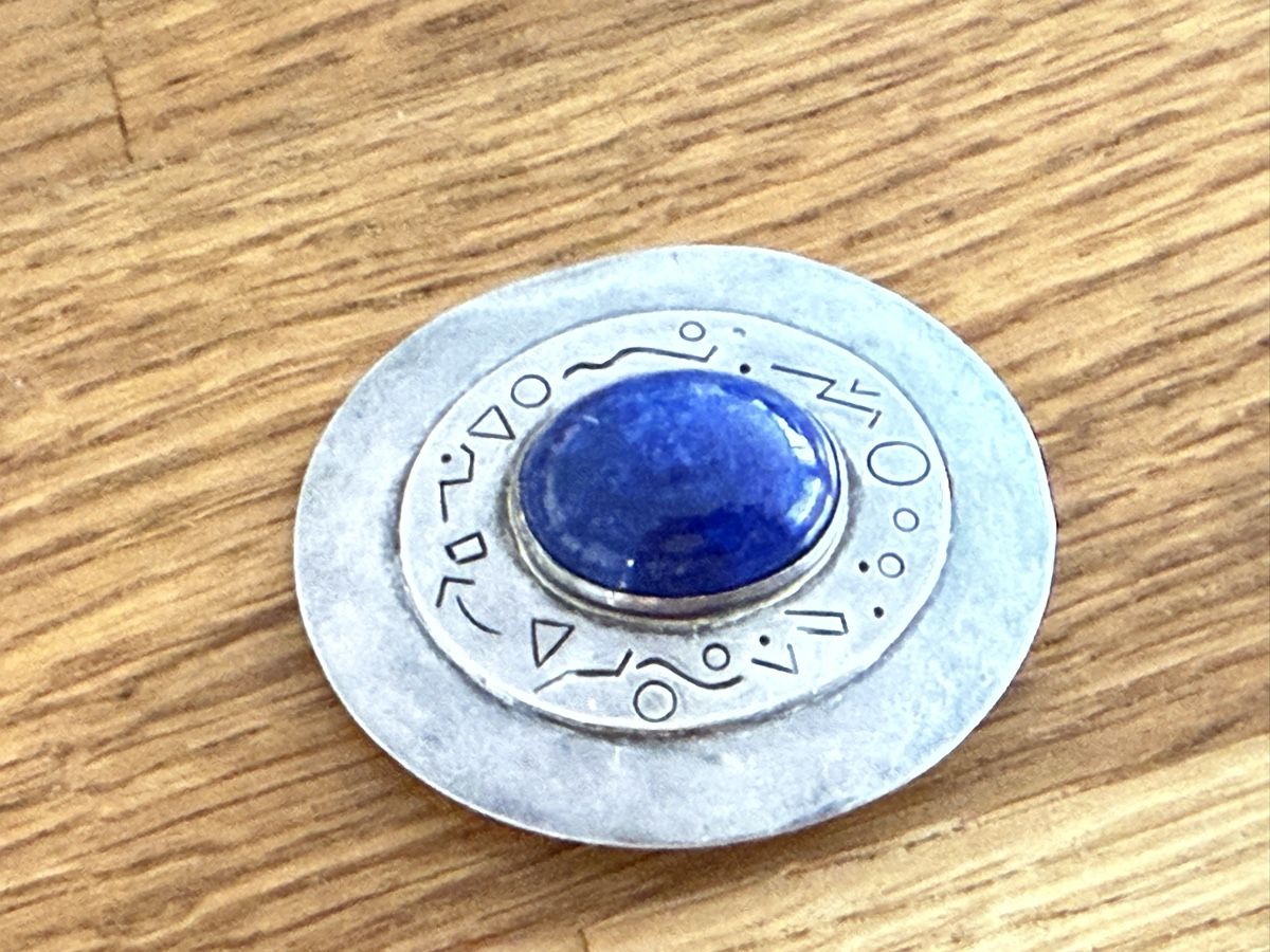 Broches & Aiguilles: Sterling Silber Brosche mit blauem Stein. – D'occasion à Goldach par Messerguru 2