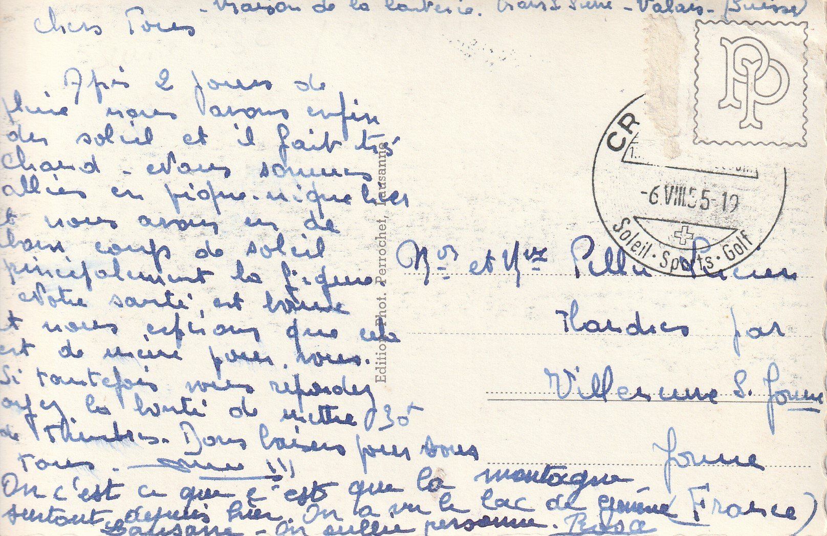 Cartoline postali: AK Crans s/Sierre - gel. 6.8.1955 – Usato da Fribourg venduto da schnalla92 1