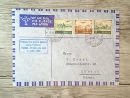 TR54 Enveloppe + Timbre Suisse 1947