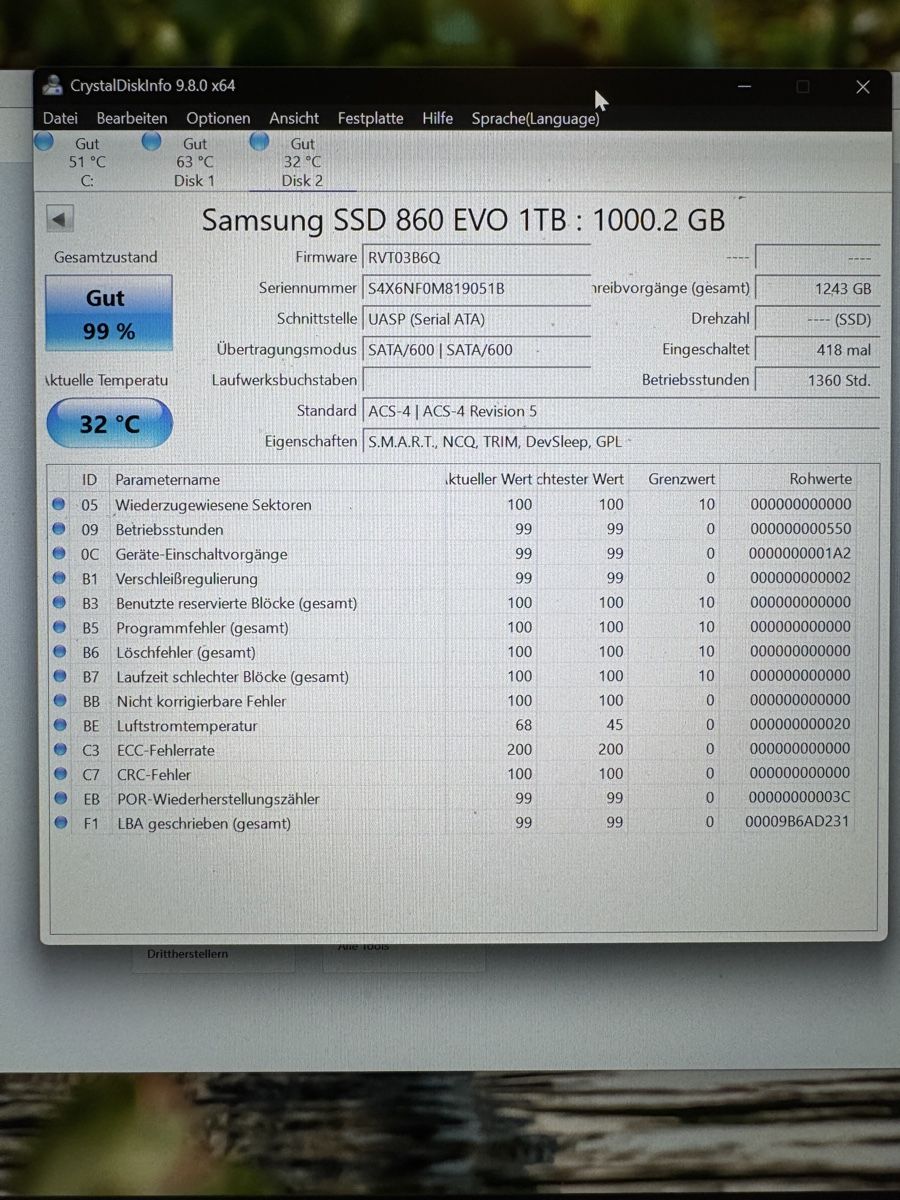 Samsung Harddisks: Samsung 860 EVO 1TB SSD – Gebraucht aus Goldau von vcore 2