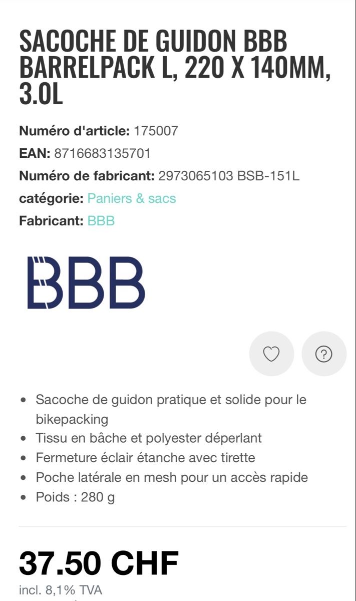 Borse: Sacoche guidon BBB – Usato da Palézieux-village venduto da DavidV01 3