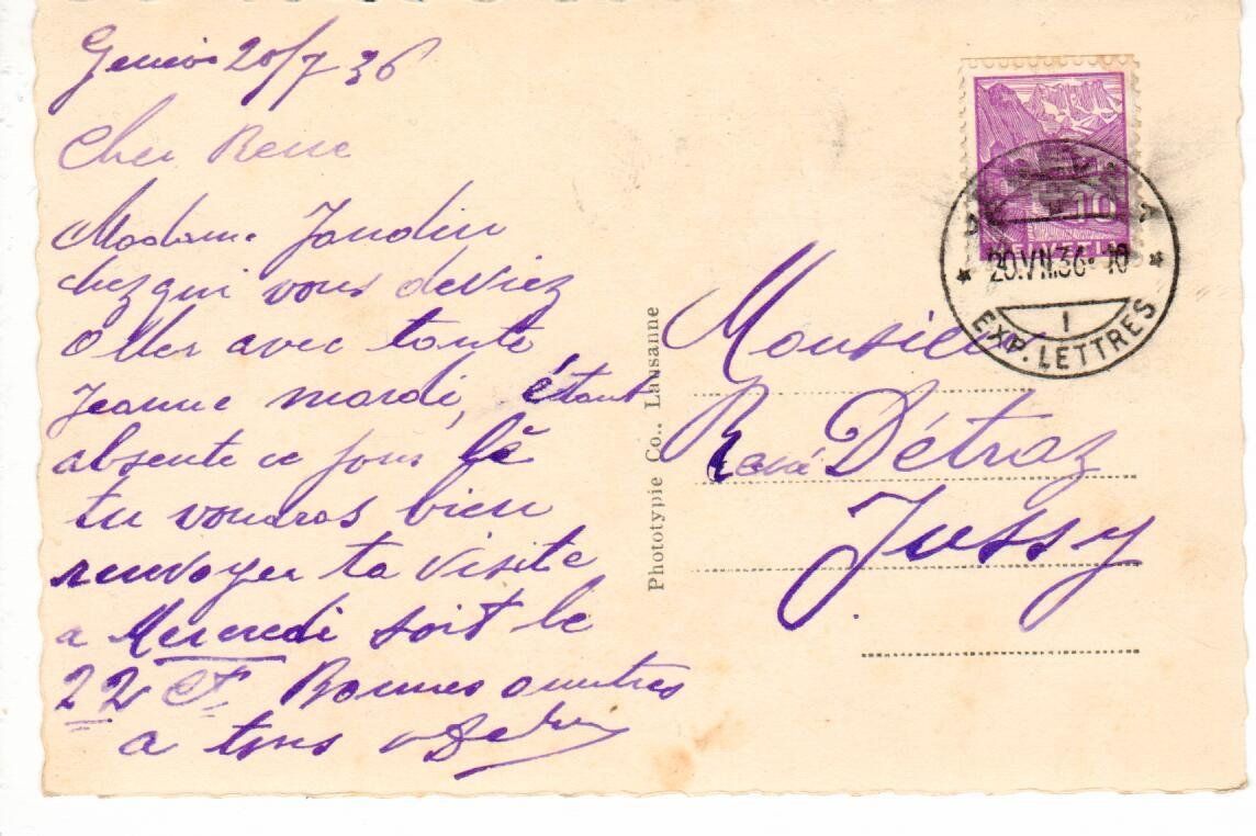 Cartoline postali: Château de Dardagny  1936 – Usato da Wolhusen venduto da Curver9 1