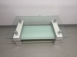 Glas Couchtisch, weisses Gestell