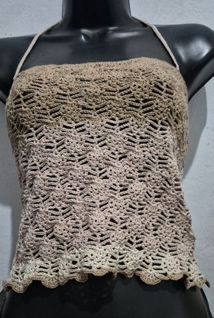 Gehäkeltes Top in Beige, Grösse S/M