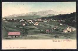 Schwellbrunn, Ortsansicht mit Berglandsc