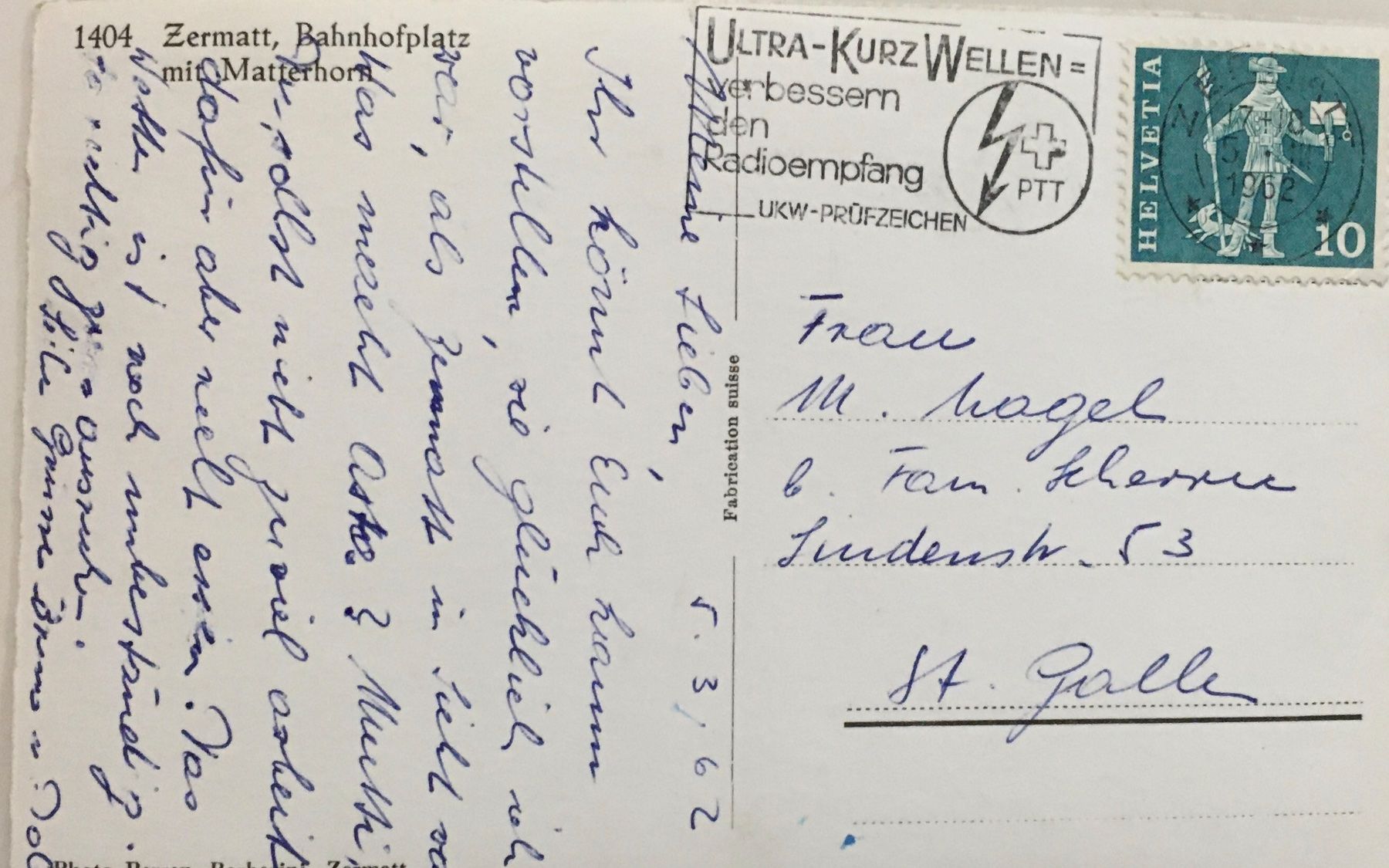 Cartoline postali: Zermatt, Bahnhofplatz, Pferdekutschen – Usato da Frauenfeld venduto da Merk52 1