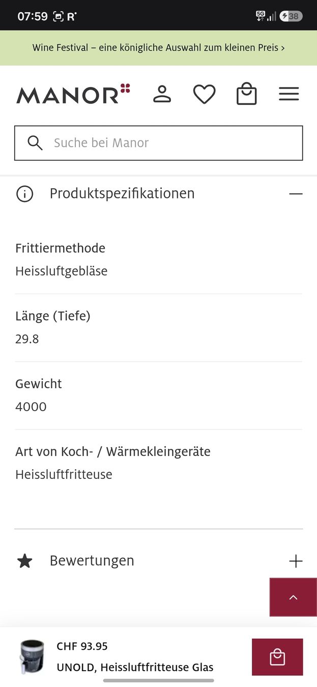 Elettrodomestici da cucina: Heissluftfritteuse Unold Glas – Usato da Kreuzlingen venduto da MeinKleinesAtelier 3