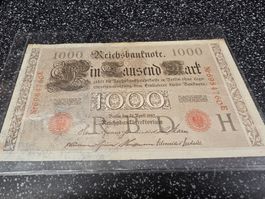 Banknote 1000 Mark Reichsbanknote Jahr 1910 gebraucht