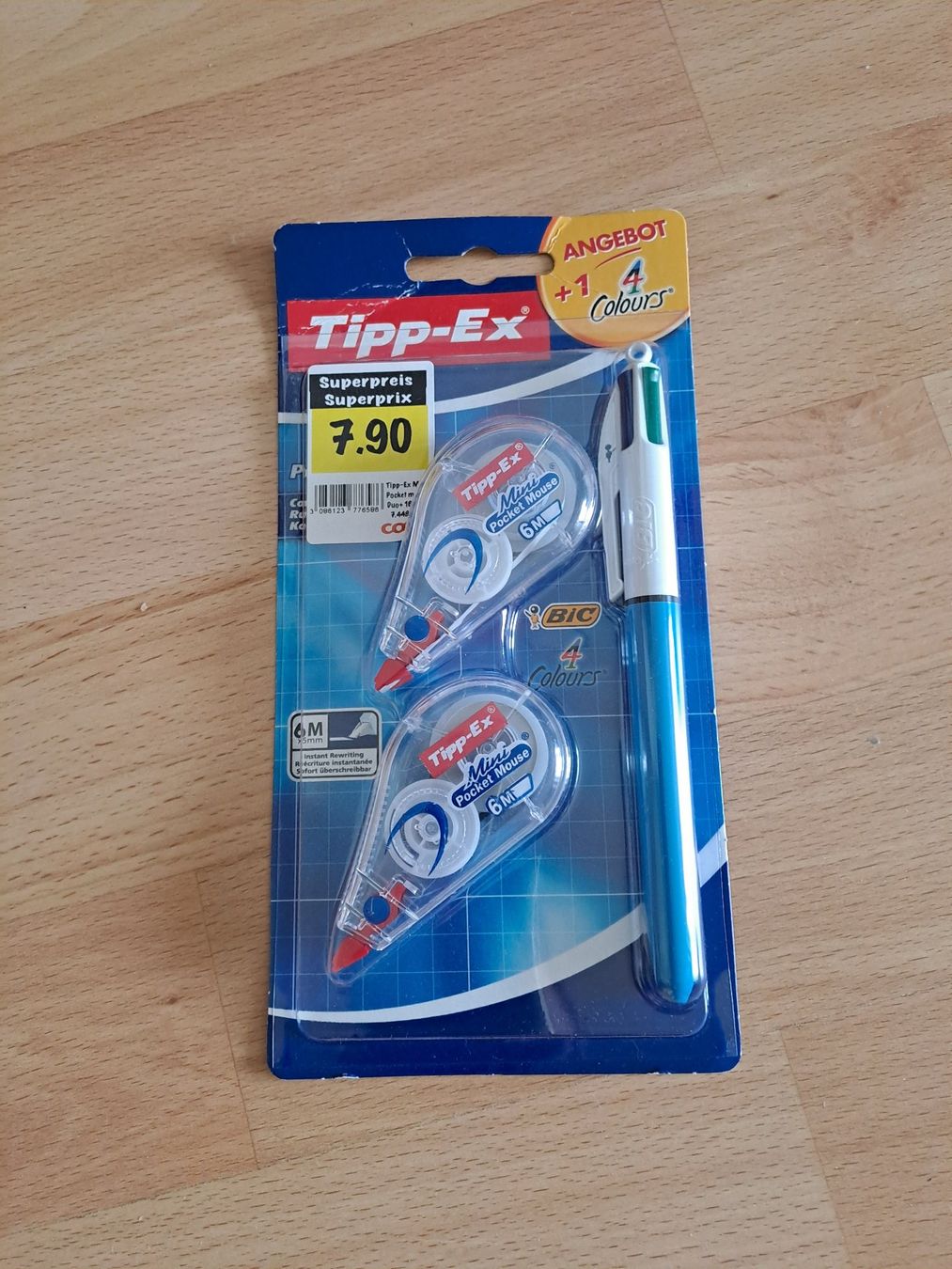 Penna & Evidenziatori: 4-Farbenkugelschreiber und 2x Tippex – Nuovo e nell'imballaggio originale da Hombrechtikon venduto da Rada039