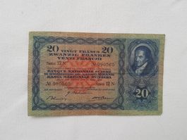 Vintage 20 Franken Banknote vom 17. März 1939