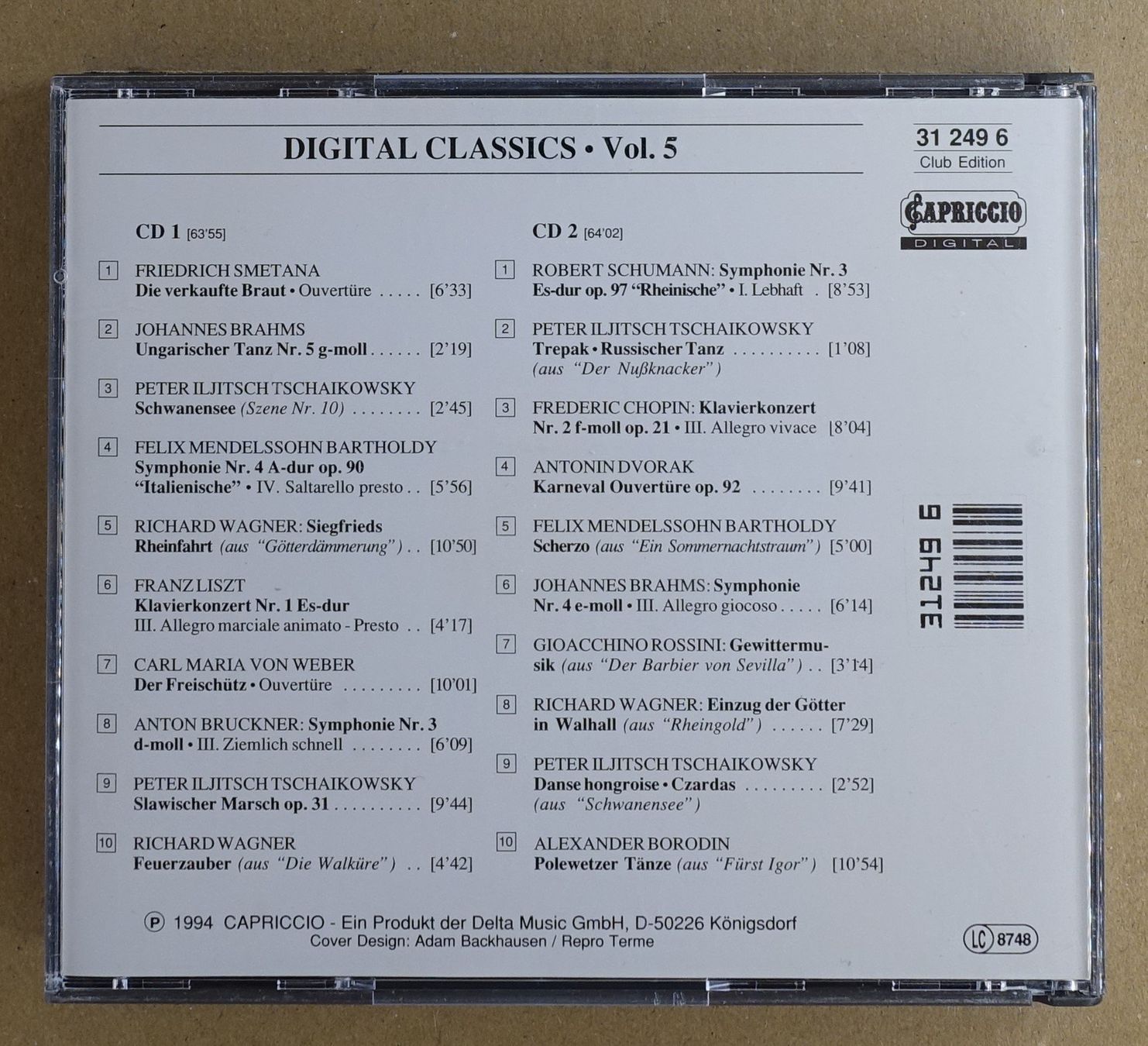 CD: Digital Classics Vol. 5 - Wagner/Brahms etc. (2 CDs) - F19 – Usato da Sessa venduto da fraenklishop 1