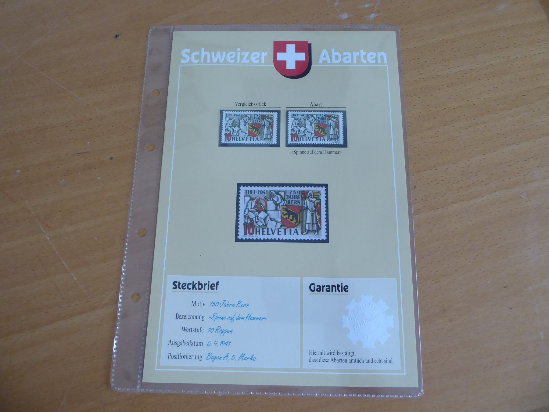Tutti i francobolli: § SCHWEIZER ABARTEN    Spinne auf Hammer – Usato da Rothrist venduto da swisstools