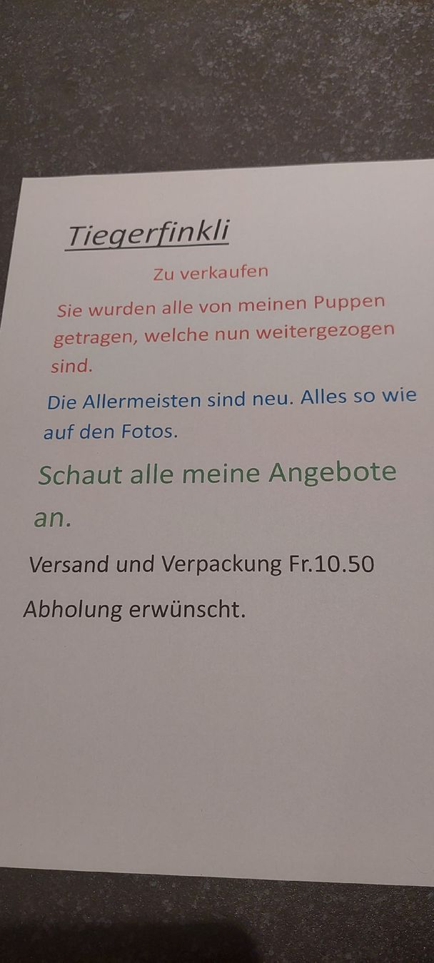 Bambole: Puppen /Bären Tiegerfinkli   – Nuovo (secondo la descrizione) da Muri AG venduto da nindo1 8