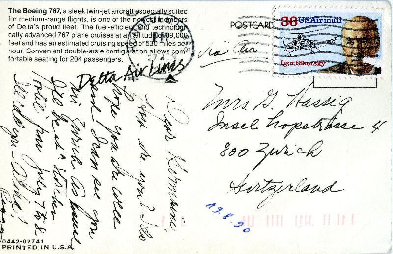 Cartoline postali: Delta Airlines - Boing 767 + 1983 – Usato da Emmenbrücke venduto da teestube 1