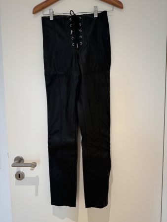 Black H&M Faux Leather Pants, Lace-Up, EUR 36, Chic and Edgy