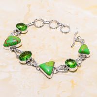 Copper Green Turquoise, Tsavorite Gemstone Jewelry bracelett