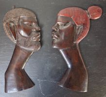 Afrikanische Holzfiguren und Masken, Deko-Set, Vintage!