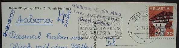 Cartes postales: S-CHARL Engadin, Stempel Gasthaus Crusch – D'occasion à Jona par philajona 1