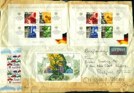 1999_BRD - Flugpostbrief; 3 Blöcke + Markenpaar gestempelt