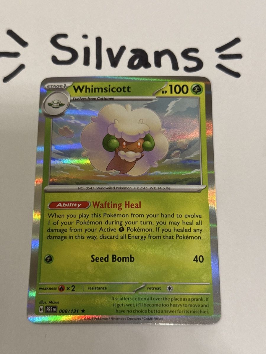 Pokémon Carte collezionabili: Whimsicott Holo 008/131 Prismatic Evolutions Englisch – Nuovo (secondo la descrizione) da Wil SG venduto da Silvans