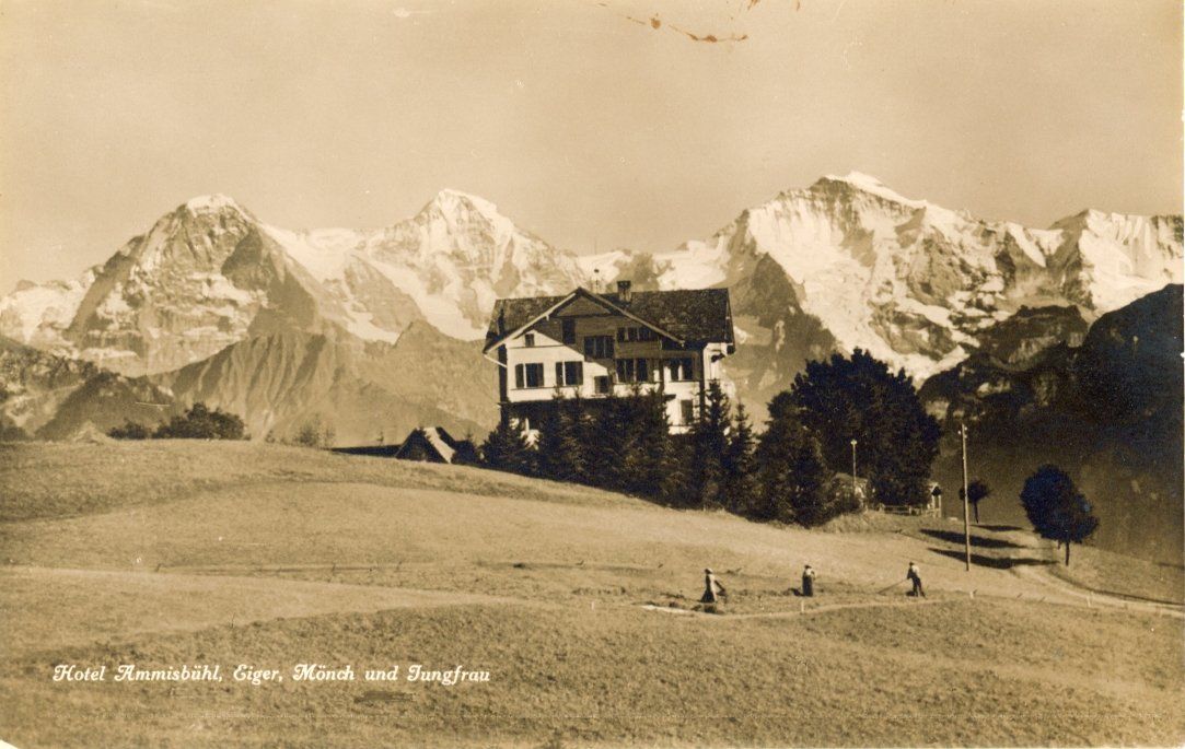 Cartoline postali: Amisbühl   BE  mit Eiger, Mönch & Jungfrau (Gem. Beatenberg) – Usato da Brig venduto da Valcards54
