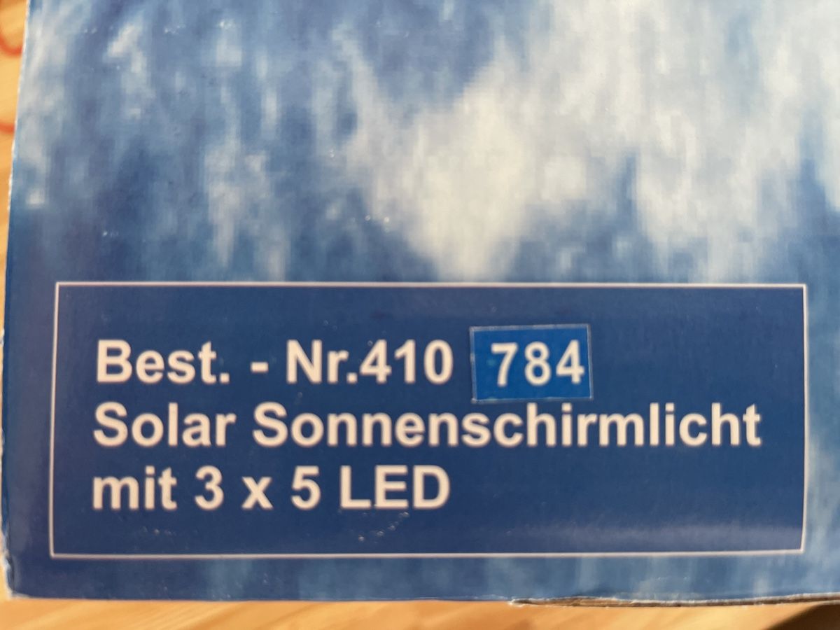 Sonnenschirme: Sonnenschirm Solar Licht mit 3x5 LED – Neu und originalverpackt aus Wettingen von stern910 1