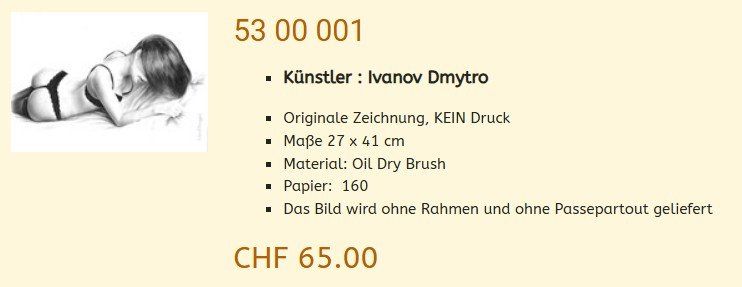 Dipinti: Liquidation !!   Original Akt Gemälde,  53 00 001 – Nuovo (secondo la descrizione) da Hagenbuch ZH venduto da Art-Agency 1