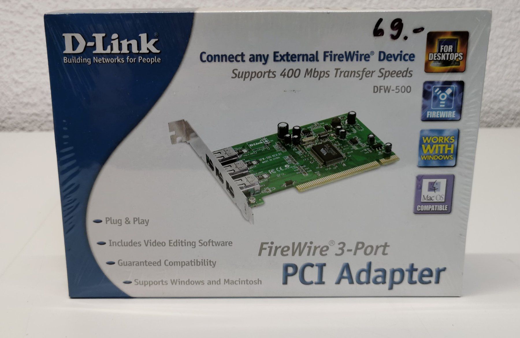 Dlink Unità & Adattatore: D-Link FireWire 3-Port PCI Adapter – Nuovo e nell'imballaggio originale da Oberwangen b. Bern venduto da Vittorio0