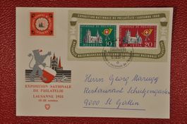 1955 W35 Block mit Vignette auf Ausstellungsbrief