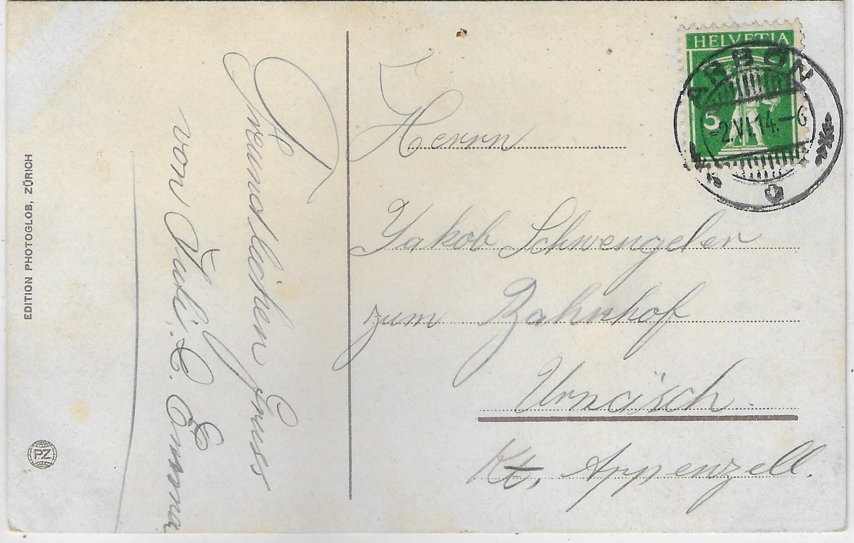 Cartoline postali: Arbon - Schloss mit Graf Zeppelins Luftschiff - Litho – Usato da Ettingen venduto da Kartenplanet 1