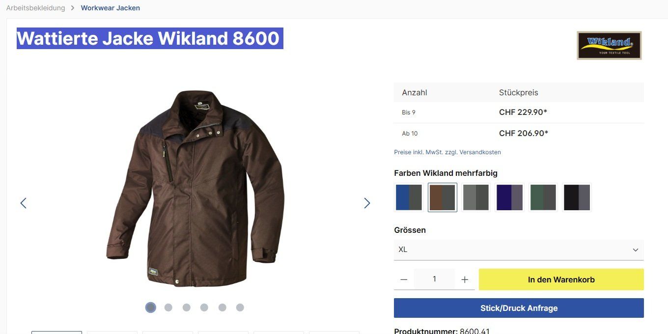 Wikland Jacken: Wattierte Jacke Wikland 8600 Gr. XS – Neu und originalverpackt aus Uerkheim von Kaufoption 5