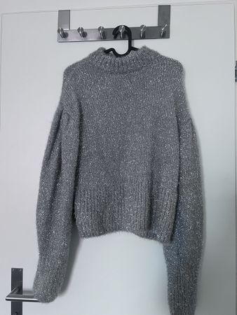 Silberner Glitzerpullover, Gr. S