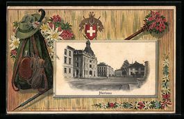 Präge-AK Herisau, Cafe Tiger, Wappen, W