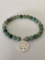 Edelstein Armband Moosachat Baum des Lebens Silber auf Mass